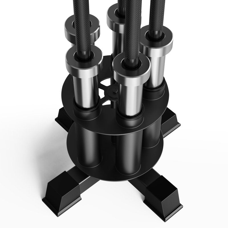 EVERYMATE Vertical Barbell Holder : Rotatable Barbell Holder Floor Stand, Heavy Duty Barbell Rack Stand Fit 2-Inch Olympic Bars, Curl Bars, Triceps Bars Home Gym Organizer Barbell Storage