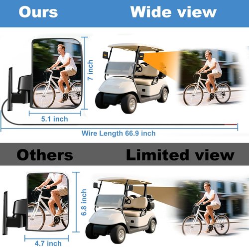 Golf Cart Mirror Universal with Turn Signal Light Golf Cart Side Mirrors Rear view Mirrors for Club Car EZGO Yamaha