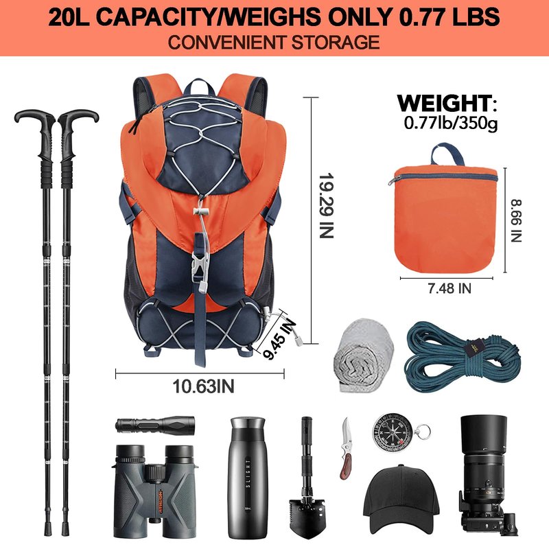 Seektop Ultra Lightweight & Packable Hiking Backpack 20L,Water-Resistant Foldable Daypack for Men Women, Compact for Hiking,Travel,Outdoor