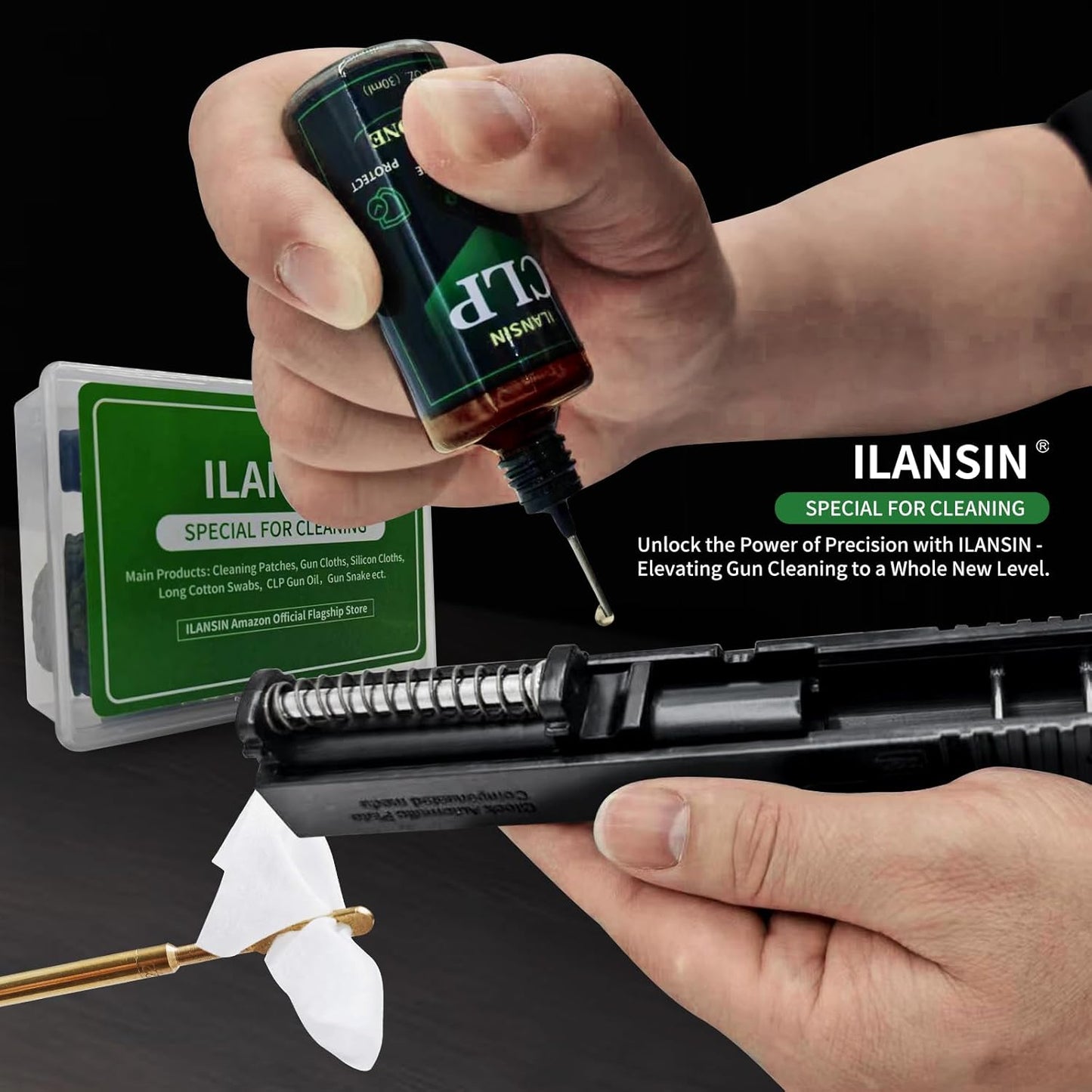 Skiennix Gun Cleaning Kit - 1700PCS Supplies with 1500 Patches & 200 Swabs | Lint-Free Rags & Cotton Swabs