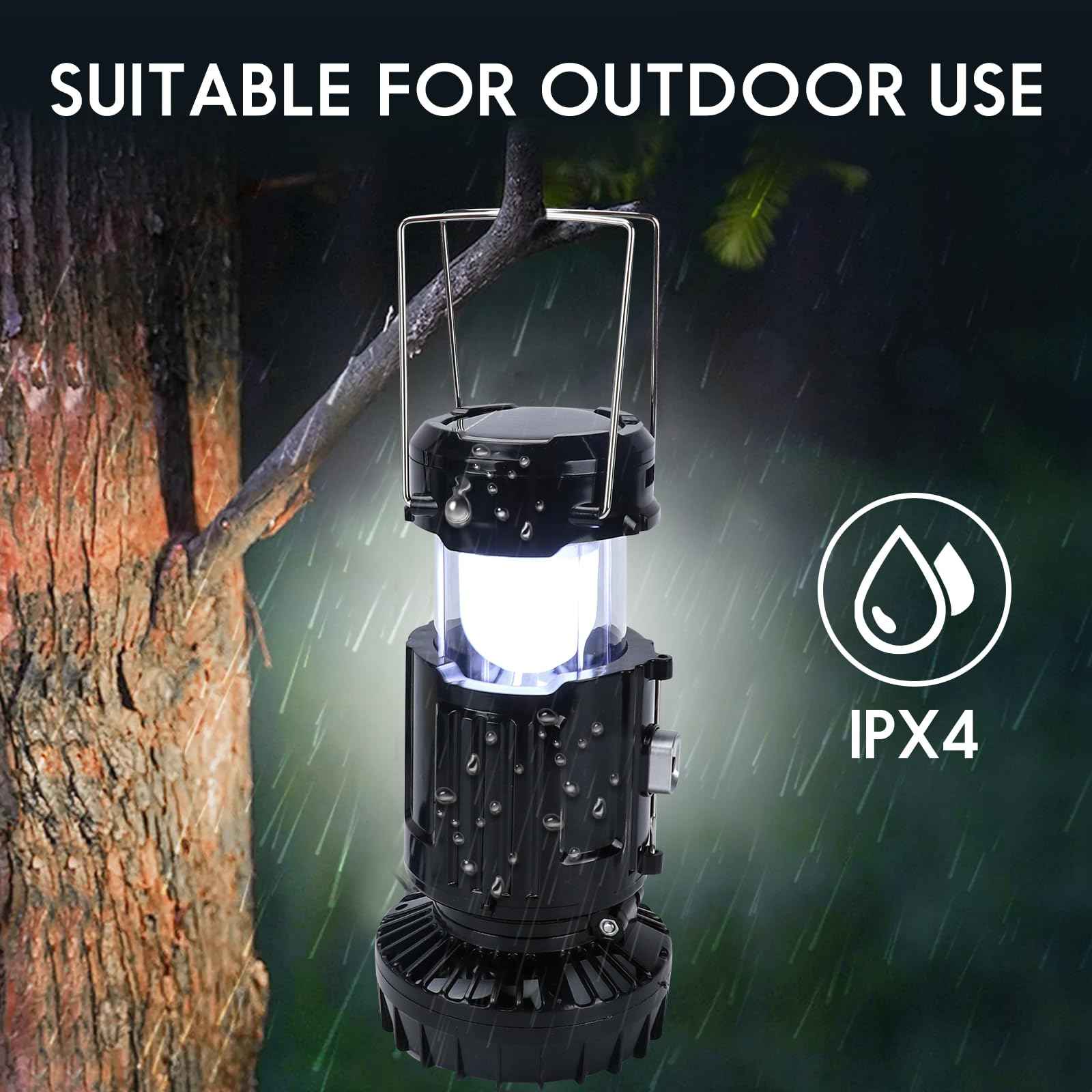 2024 Upgrade Solar Powered Camping Lantern with Fan - Stay Cool and Well-lit During Outdoor Adventures with This Versatile Lantern Featuring a Built-in Fan for Added Comfort.