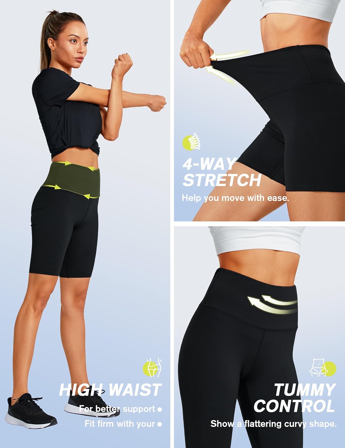 ZUTY Biker Shorts for Women - Tummy Control High Waisted Workout Yoga Compression Shorts with 2 Hidden Pockets