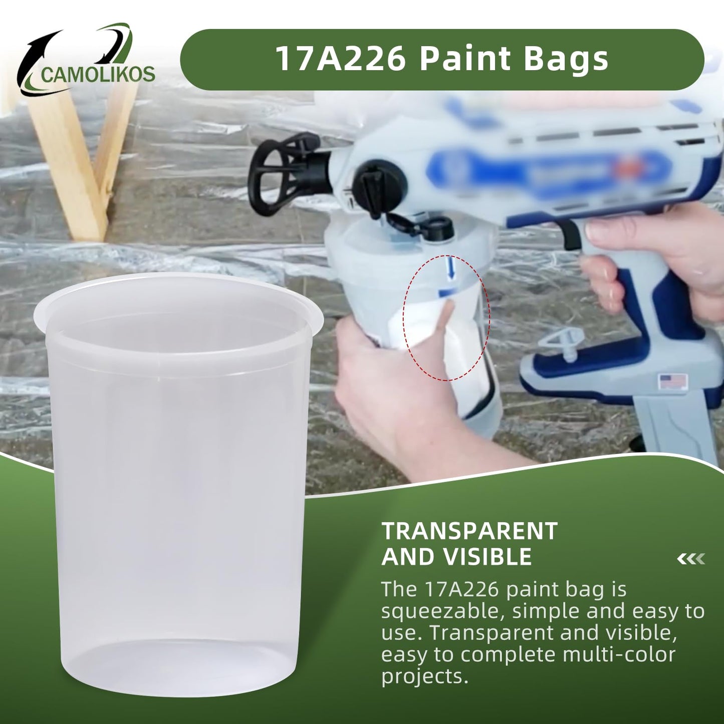 17A226 Paint Bags Compatible with Graco,17A226 for FlexLiner 32 oz (Clear 10PC)