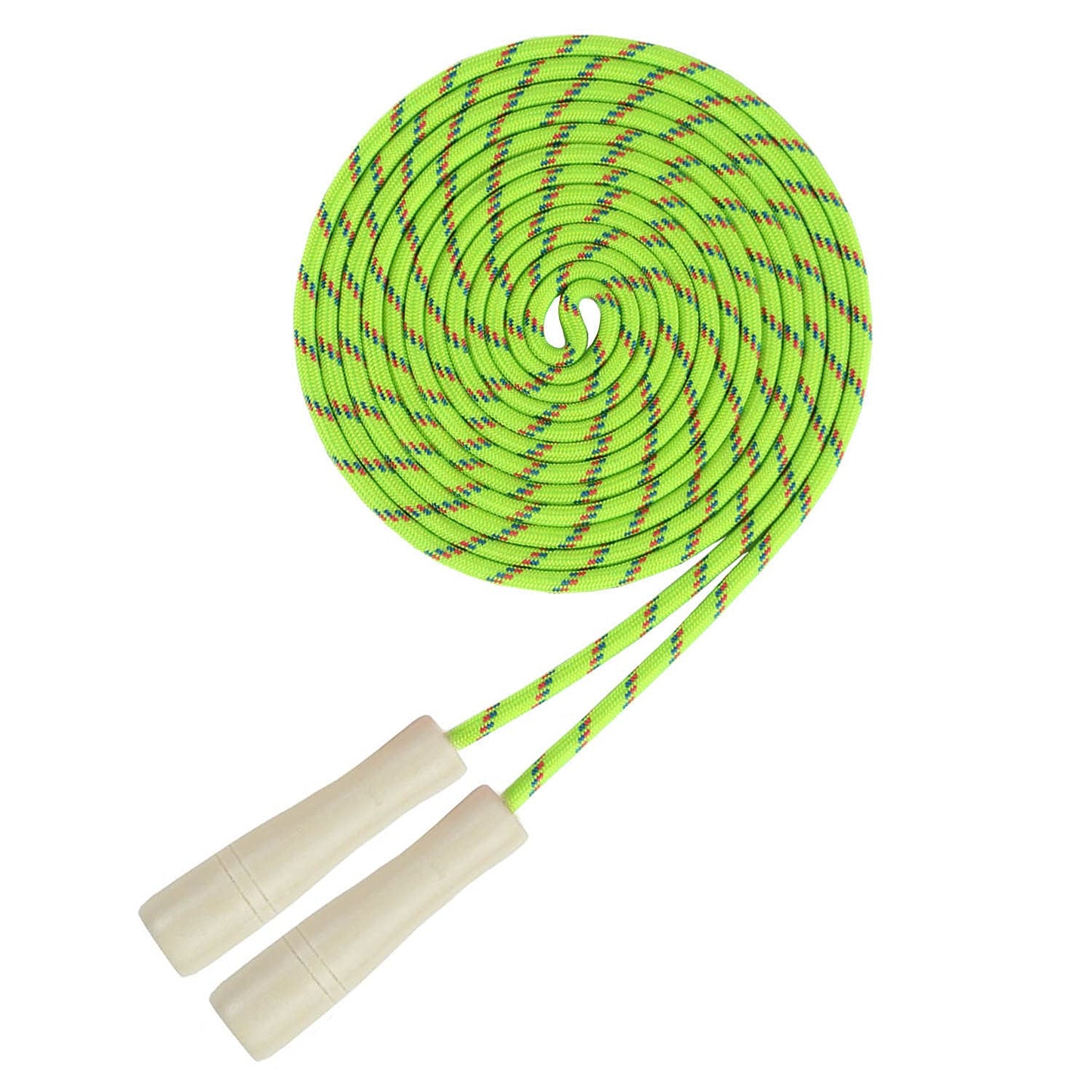 AUMCDIK 16 FT Double Dutch Jump Rope for Kids, Adjustable Long Skipping Rope with Wooden Handle, Multiplayer Team Rainbow Jumping Rope for Girls Boys Outdoor Fitness Green