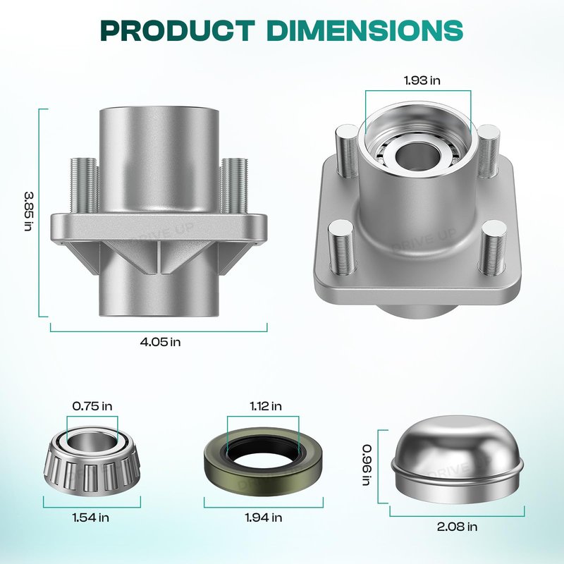 DRIVE UP Club Car DS Front Hub Assembly, Golf Cart Front Wheel Hub with Bearings Seals Kit for Club Car DS 1981-2003 Gas and Electric Golf Carts, OEM 1011892