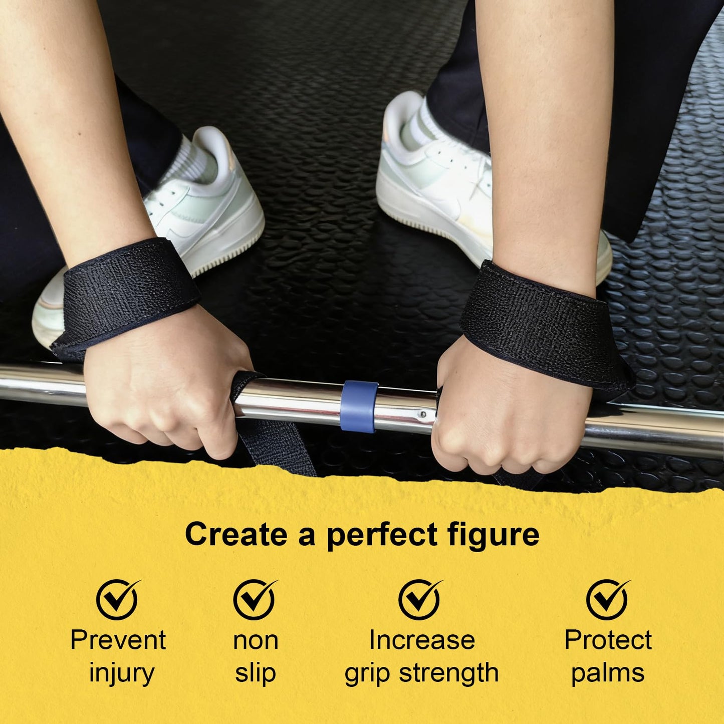 Padded Lifting Straps with Supportive Wrist Pads - 21.5" Long, 1.5" Wide - Reinforced for Durability & Comfort During Weight Training