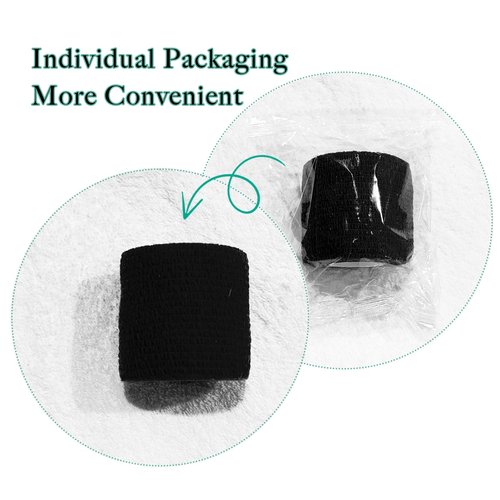 Allruyee 125 Rolls Self Adhesive Bandage Wrap 2 inch Cohesive Bandage Wrap Stretch Bandages Wraps Tape Elastic Self-Adherent Tape for Wrist Ankle Sports Swelling Sprains （Black）