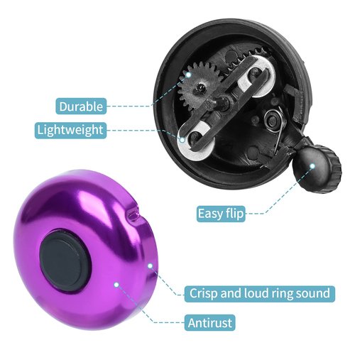 Xthuge Classic Bike Bell, Aluminum Bicycle Bell, Loud Crisp Clear Sound Bicycle Bike Bell for Adults Kids(Purple-Right Hand Use)