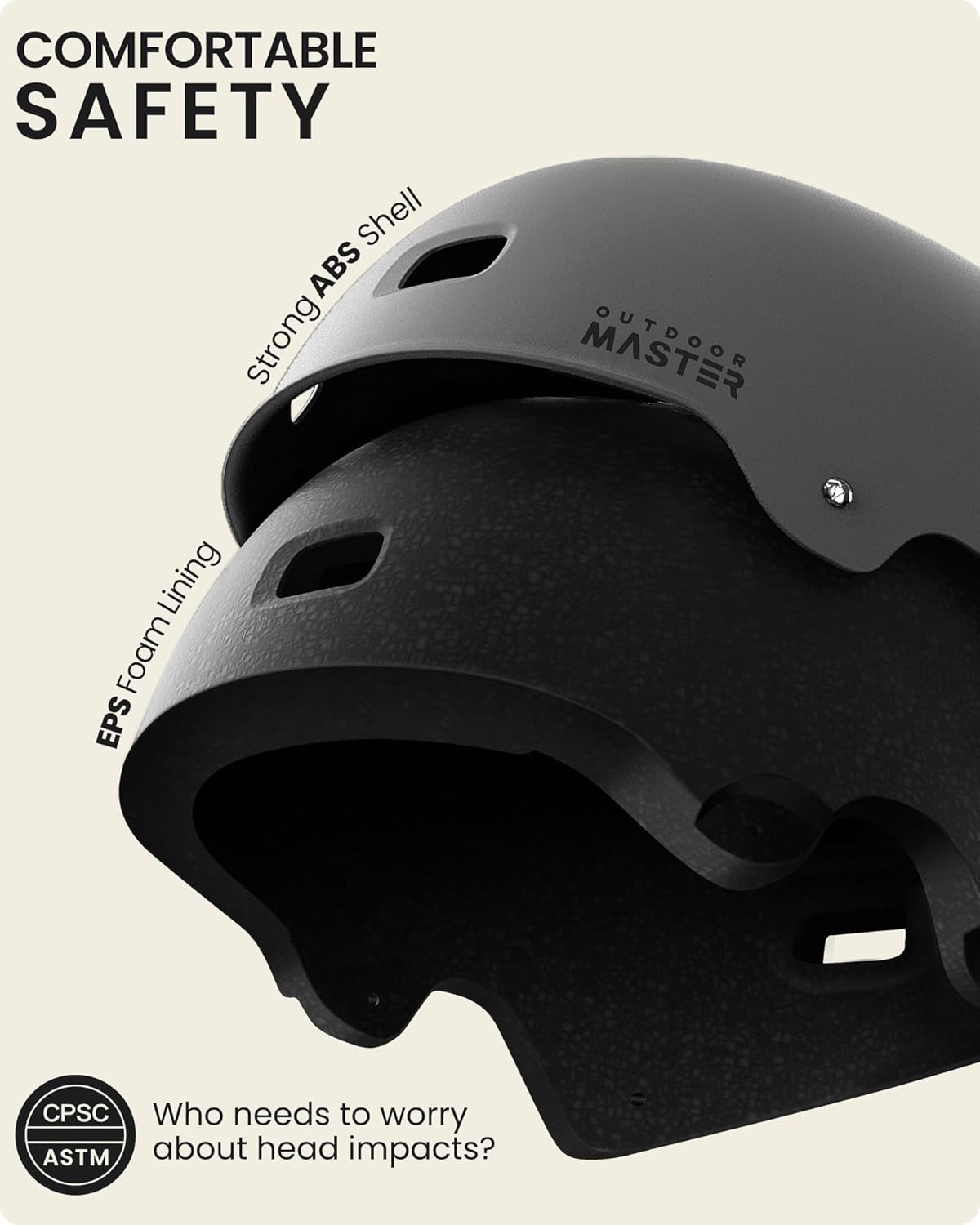 OutdoorMaster Skateboard Cycling Helmet - Ventilated Design with Two Removable Liners | Multi-Sport for Kids & Adults
