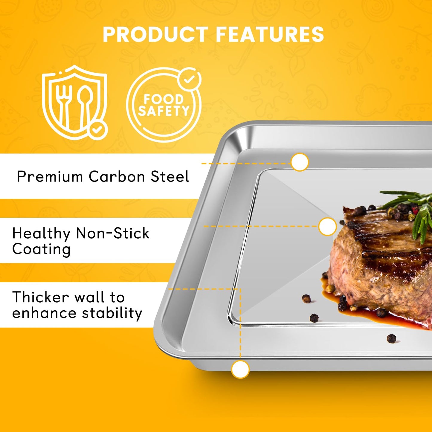 Air Fryer Replacement parts for Cuisinart TOA-60 TOA-65 TOA-70 Toaster Convection Oven, 12 * 11'' Tray Replacement Steel Pan Toaster Oven Accessories Parts