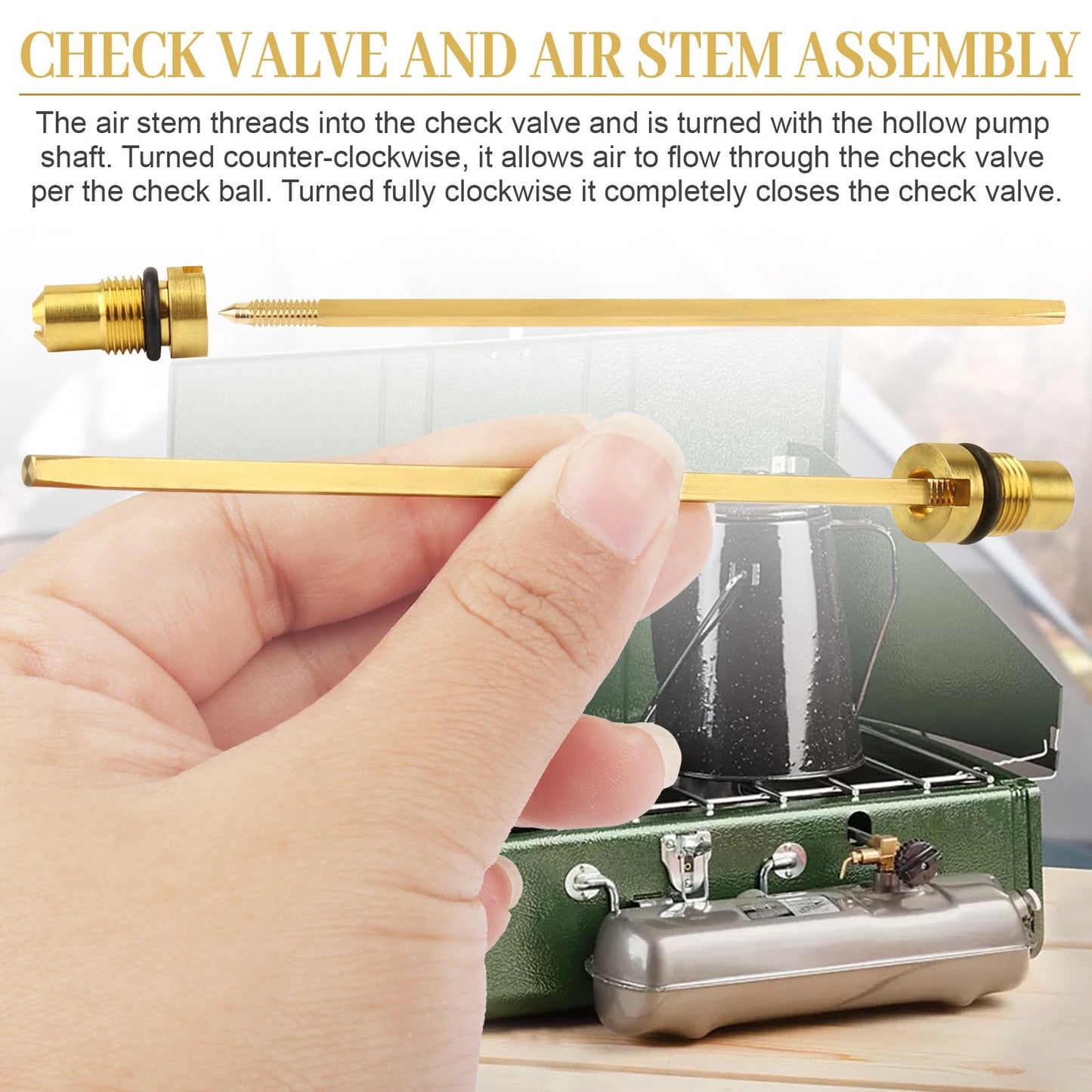 Check Valve and Air Stem Assembly Compatible with Coleman Stove Valve Parts for Fuel Lantern for Fuel Lantern or Stove - 2 Pcs