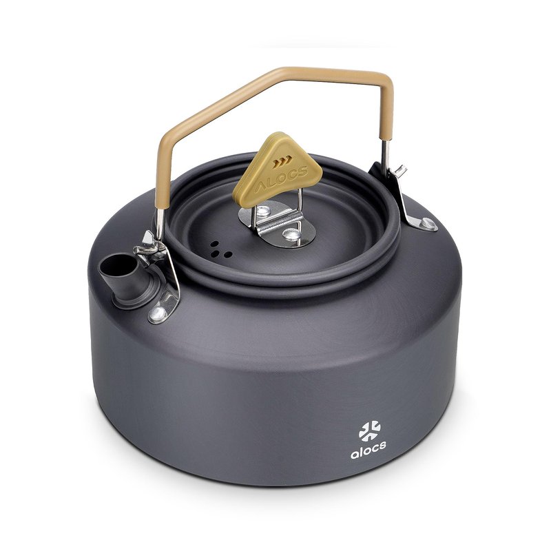Alocs Camping Kettle - 1.1L Mini Camp Kettle - Portable Camping Tea Kettle - Lightweight Aluminum Camping Coffee Pot with Carry Bag for Outdoor Hiking Picnic Traveling and Backpacking