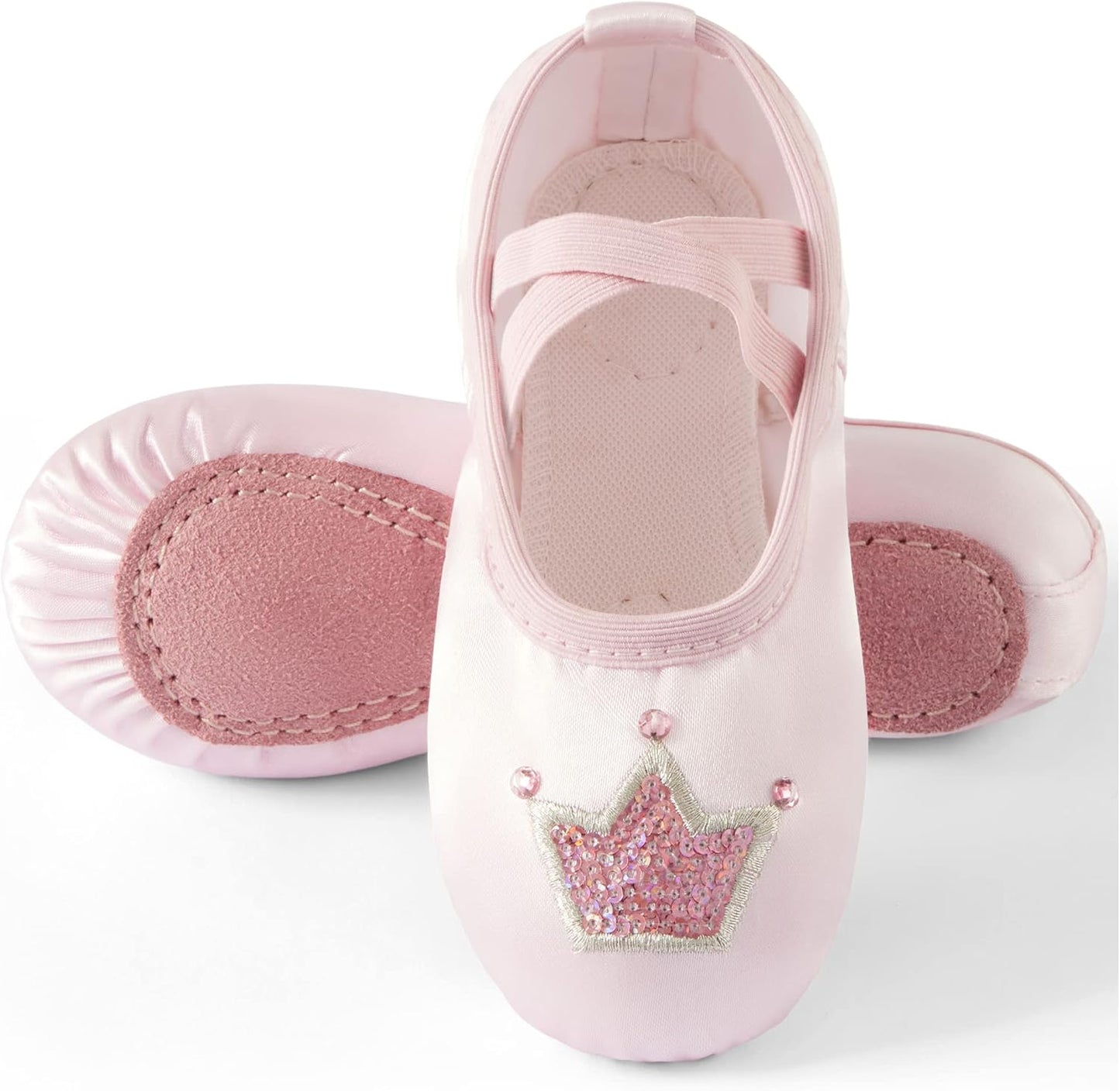 Triple Deer Ballet Shoes for Girls - Soft Leather Split Sole Dance Slippers | Toddler to Big Kid Sizes