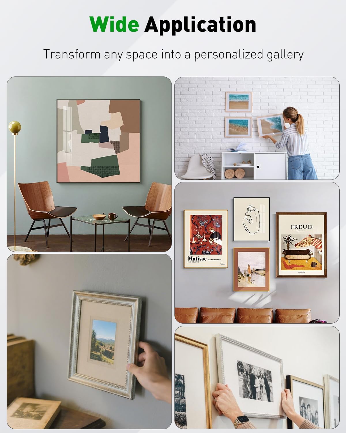 Uniclife 60 Pcs D Ring Picture Hangers with Screws, 40 lb Load Heavy Duty Picture Hanging Hardware, Double Holes Picture Hooks, D Rings for Picture Frame Hanging, D Hooks for Paintings Mirrors Clocks