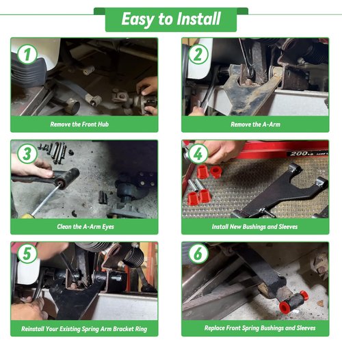 Cartalia Golf Cart Front Lower Leaf Spring & Upper A-Arm Bushing Sleeves Kit for Club Car DS 1992-Up Gas/Electric, Replace Polyurethane Bushing and Sleeves OEM # 1016346 1016349 1016350 1015583