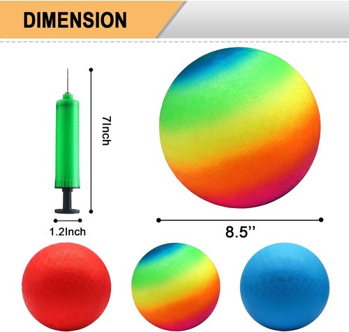 Four Square Balls - 8.5 Inch Playground Ball for Kids | Perfect for Outdoor Dodgeball & Kickball Games