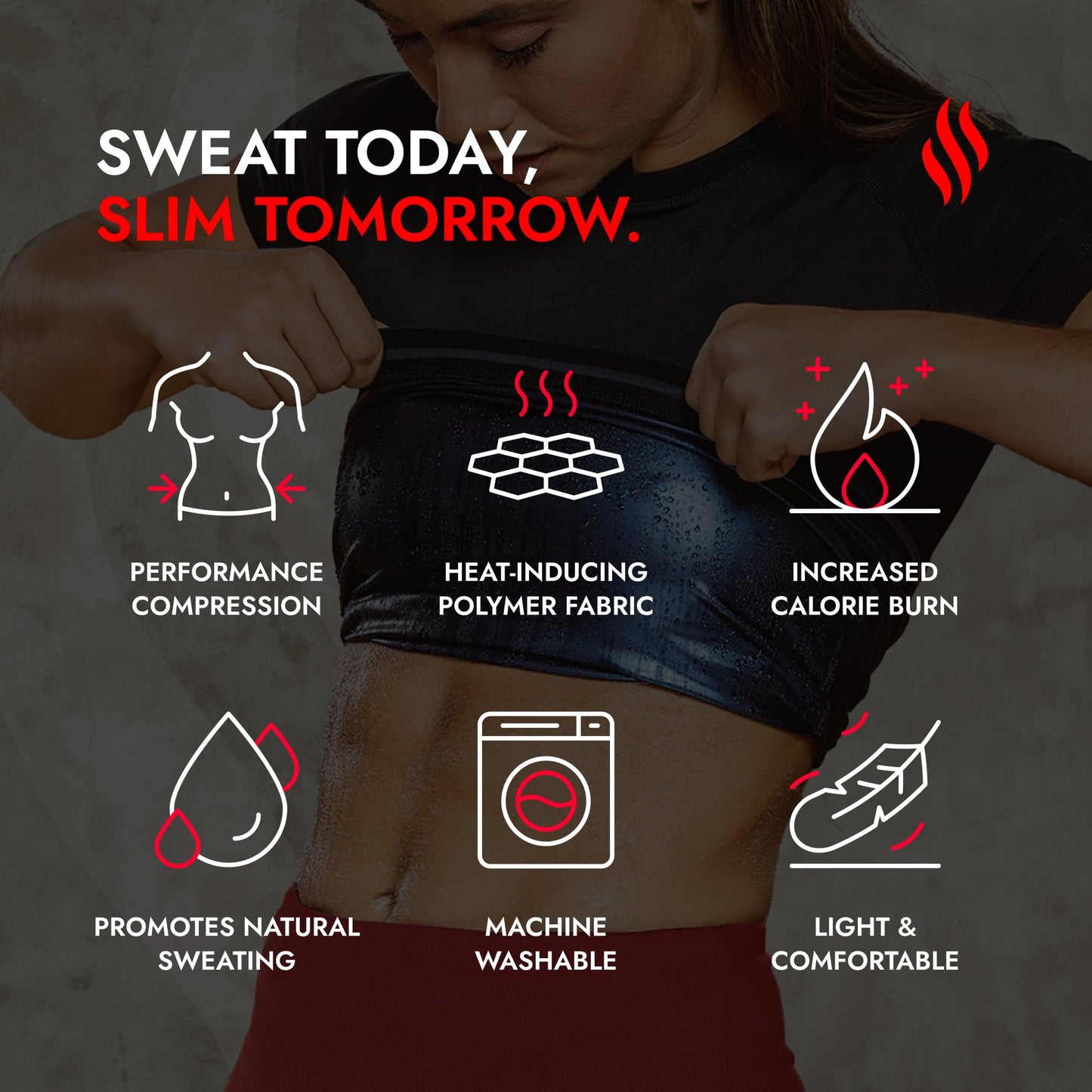Sweat Shaper Womens Heat Trapping Sauna Shirt - Shaper Sweat Vest Compression Shapewear for Women - Sauna Suit Top to Sweat More & Look Great - Gym Workout Excercise Heat Shaper Shirt (Black, Large)