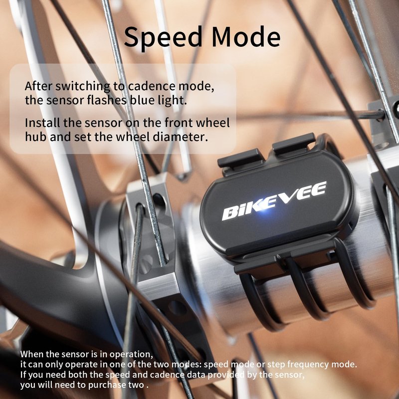 Bikevee Cadence & Speed Sensor for Cycling, Wireless Bluetooth & ANT+ RPM Sensor for Road, Spin & Indoor Bikes, Compatible with Zwift