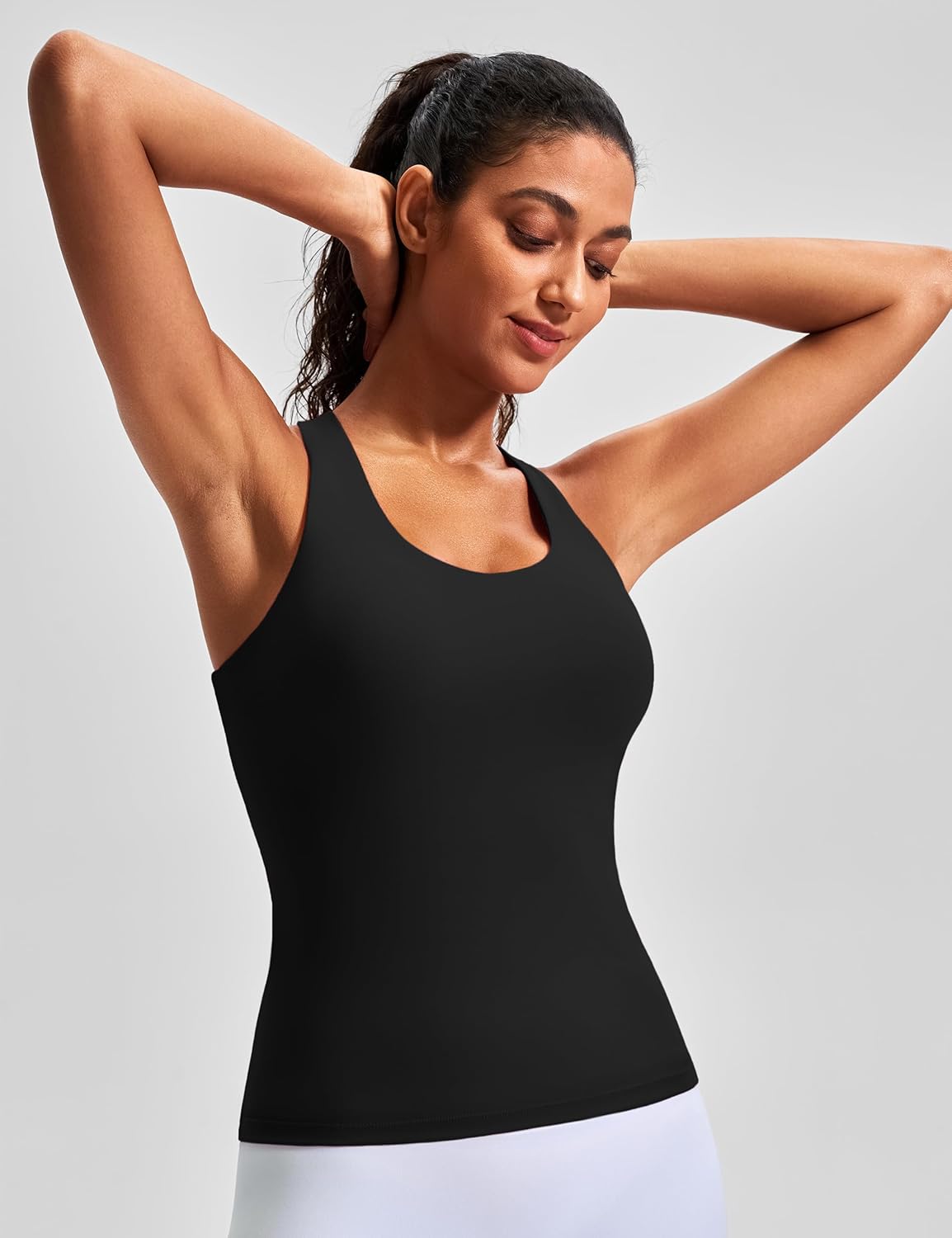 Skiennix Workout Tank Top - Built-In Bra Cross Back Design | Stretchy Athletic Yoga Camisole for Gym & Pilates