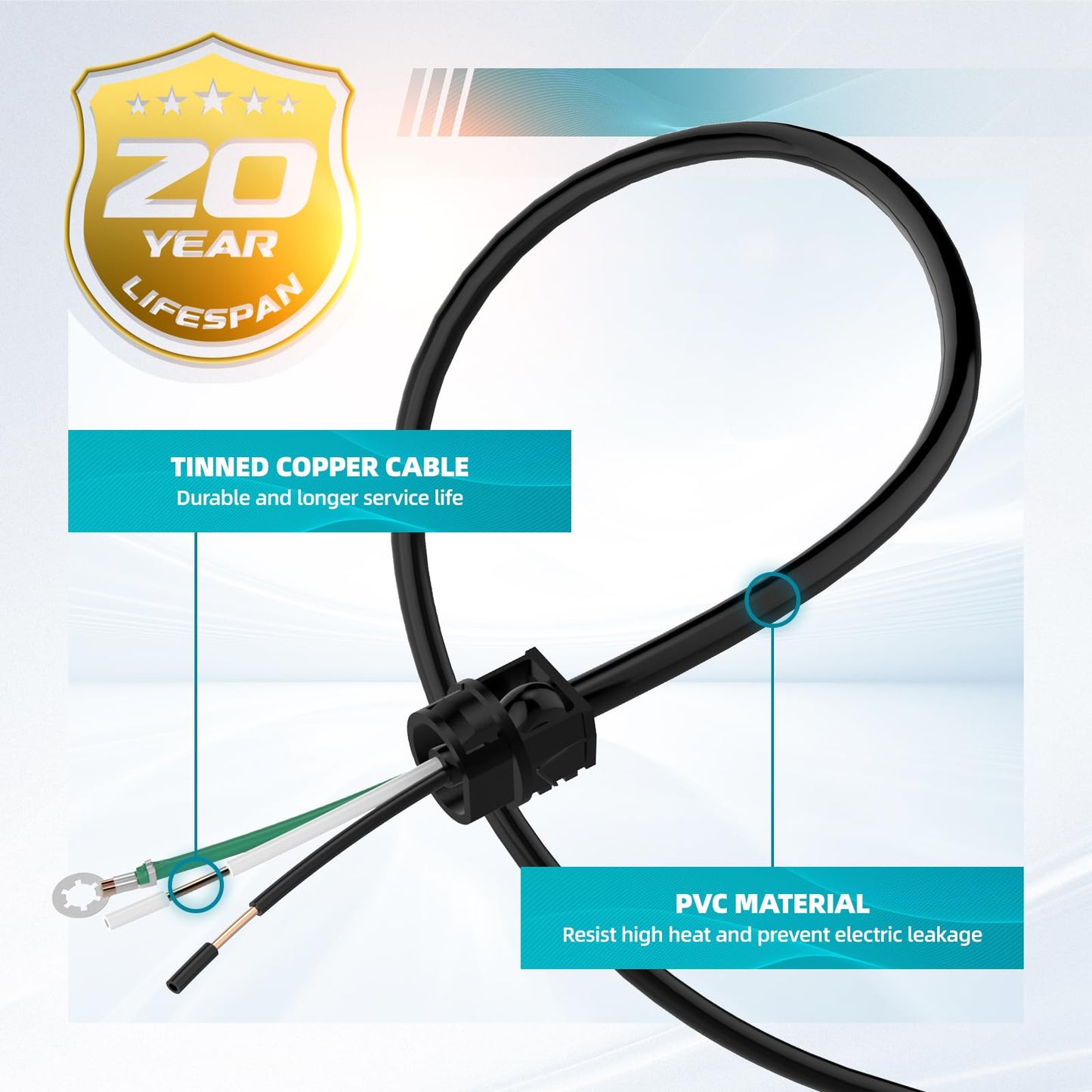 HCK44 Range Hood Power Cord Kit，HILICTOKT Convert Range Hood Hardwire to Plug in Range Hood Parts Compatible with Kenmore、Broan and Other Range Hood