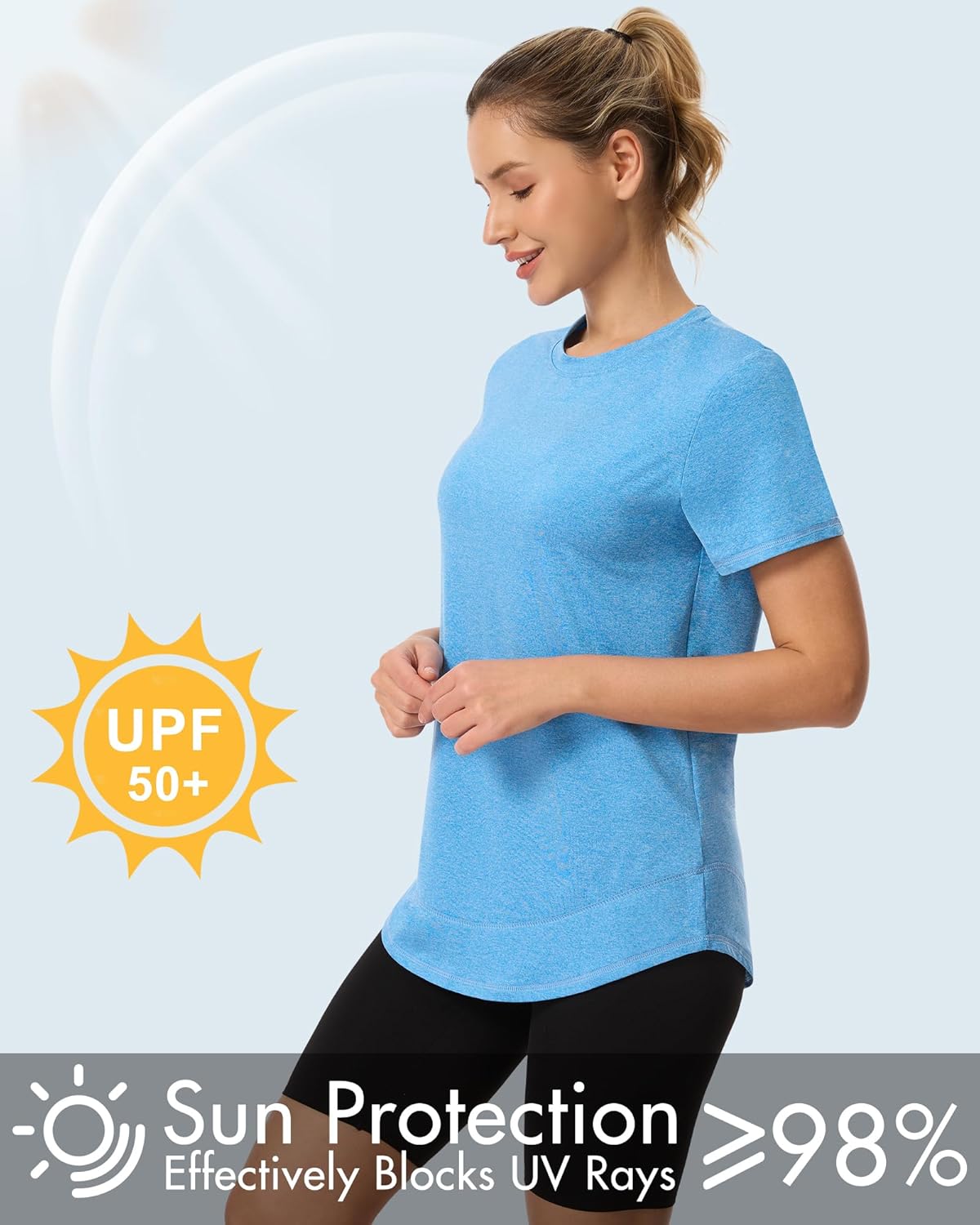 Skiennix Women's Workout Tops - Short Sleeve Sun Protection UPF 50+ | Quick Dry Gym & Hiking Shirts