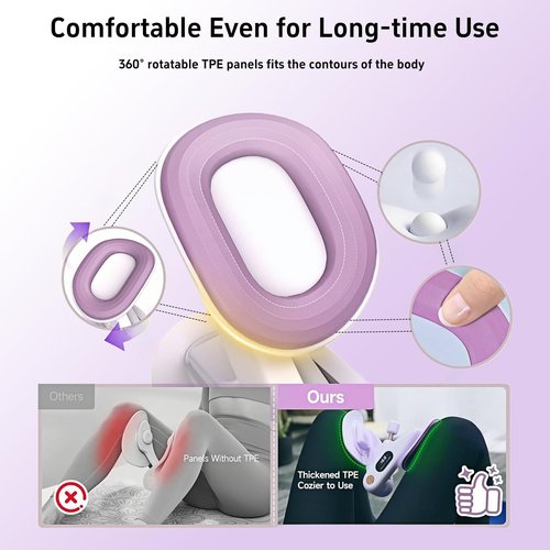 Upgraded Purple Inner Thigh Exerciser with LED Display, 0-70lb Adjustable Inner Thigh Exerciser, Pelvic Floor Muscle Trainer, 360°Hip Trainer for Women Postpartum Recovery (Purple)