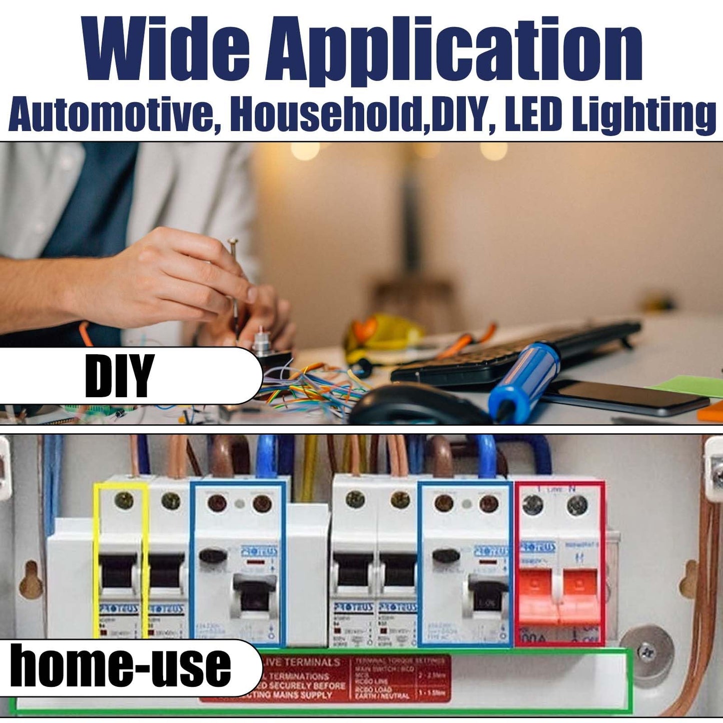 Solderless Quick Splice Wire Connectors,Double Run or Tap,22-18 AWG Red(30 PCS) 18-14 AWG Blue(30 PCS) Lock Snap Electrical Wire Connector(60/Pouch)