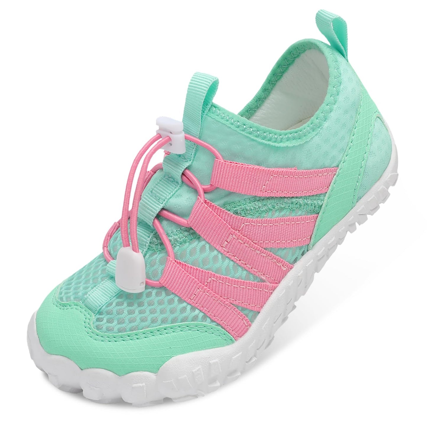 LeIsfIt Kids Water Shoes Boys Girls Wide Barefoot Swim Shoes Quick Dry Aqua Socks with Non-Slip Sole for Beach Pool Surf Hiking Green 2 Big Kid