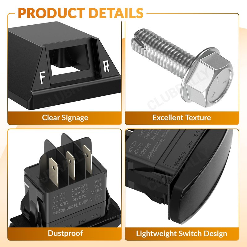 CLUBRALLY Golf Cart Forward Reverse Rocker Switch and Housing Kit, Forward Reverse Switch for 1996-2015 Club Car DS Electric Golf Carts, OEM#101855002, 101856002