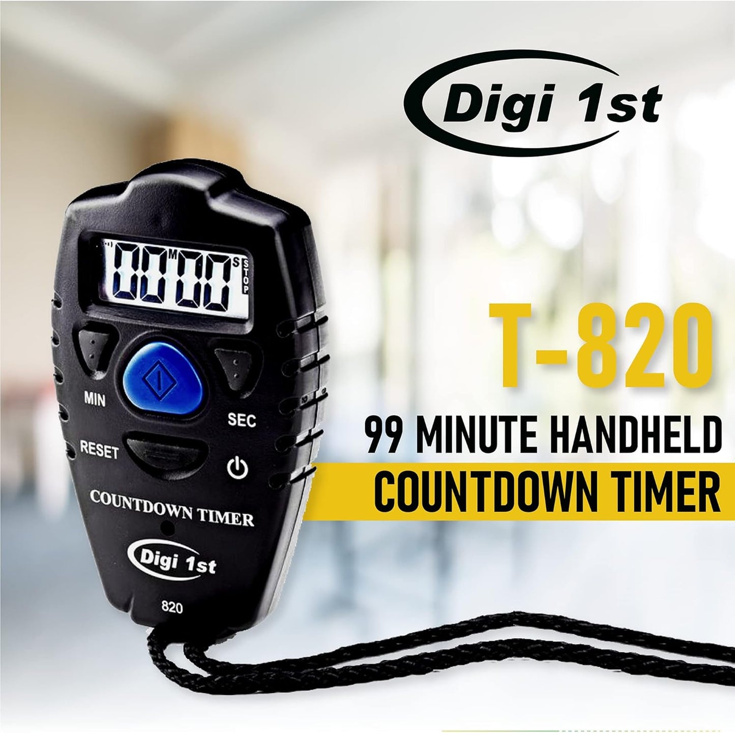T-820 99 Minute Handheld Countdown Timer Black