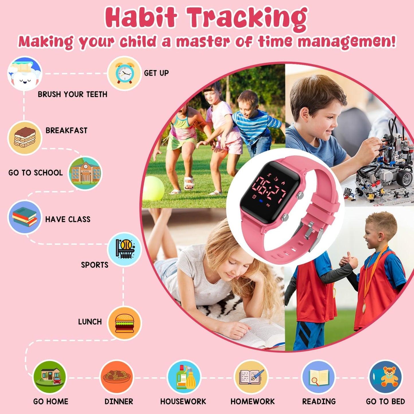 Skiennix Kids Digital Sports Watch - Waterproof Fitness Tracker with Pedometer & Alarm | Ages 5-14