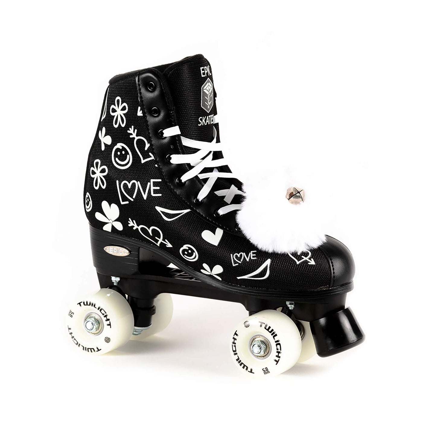 Epic Skates Luv Quad Roller Skates, Black/White, Ladies 4
