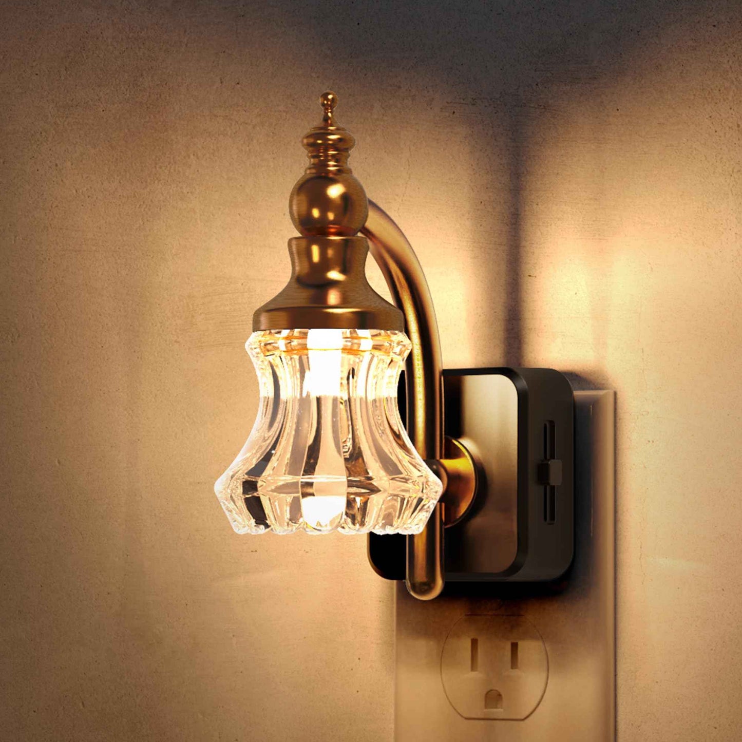 L LOHAS LED Night Lights Plug into Wall, 3000K Soft White LED, Floral Night Lights with Dusk to Dawn Sensor, 0-100lm Adjustable Brightness, for Hallway Bedroom Stairway