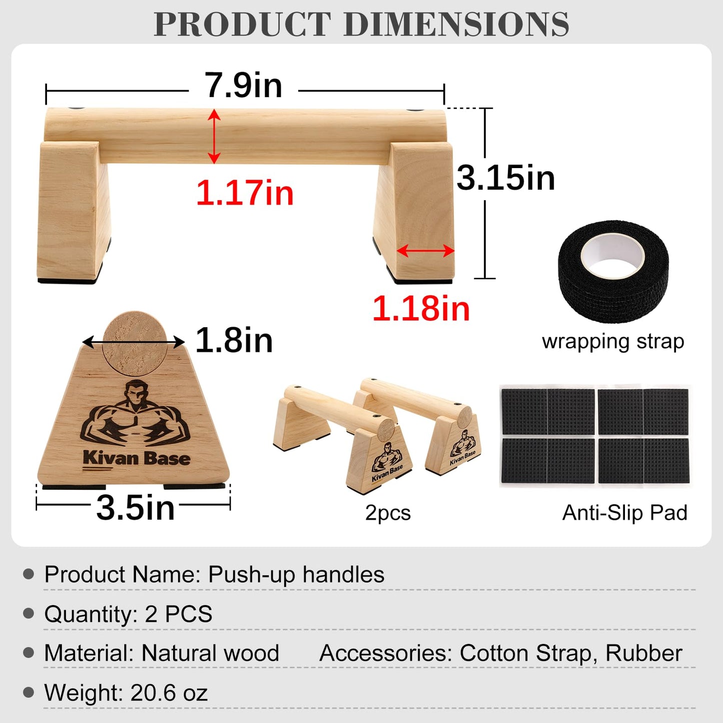 Wooden Push Up Bars, Parallettes Bars - Wooden Calisthenics Equipment for Handstand Training Push Up Bars & Calisthenics Bar Calisthenics Equipment for outdoor&home