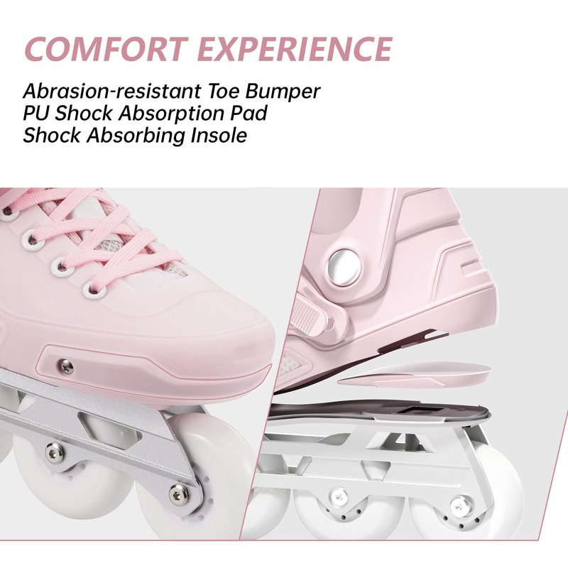 SWAY Professional Inline Skates for Adult, High Performance Roller Skates for Women Men, Racing Skates for Teens, Male, Female, Roller Blades Size 4-10, ABEC-11 Bearing (Pink, XL - (7.5-8.5M/8-9W))