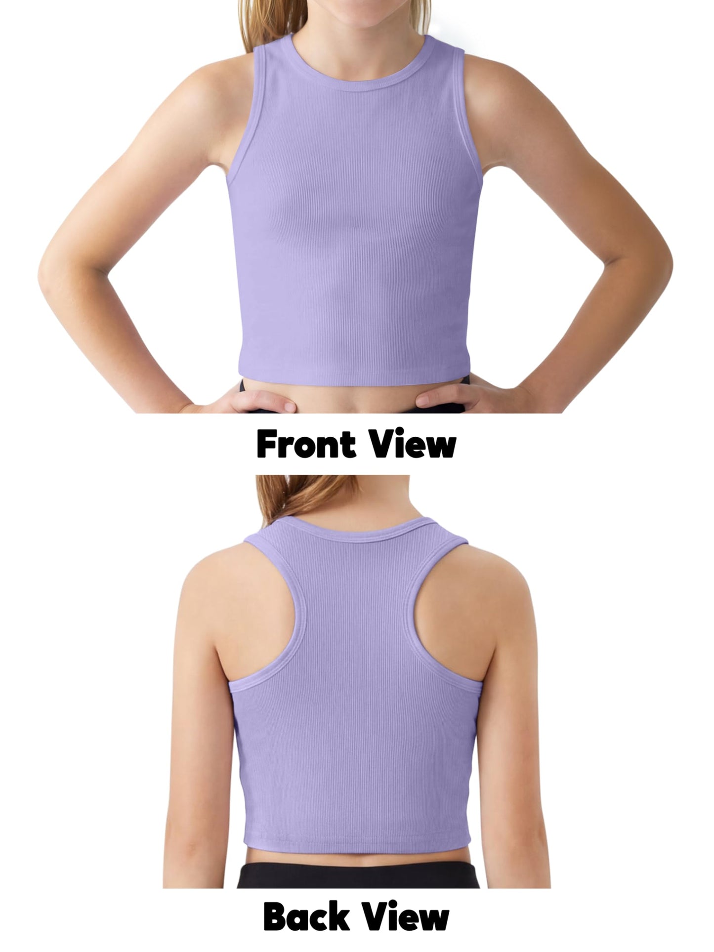 Resinta Girls Tank Tops Kids Athletic Ribbed Knit Casual Sleeveless Crop Tops for Dance Yoga Gym 5-14Y Purple