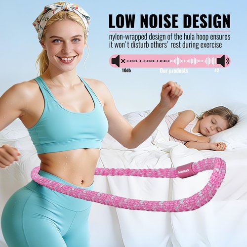 SOHIDAS Soft Hula Hoop for Adults 3.3lb Weighted Hula Hoops for Women Weight Loss Pilates Equipment Infinity Hoop Soft Spring Weighted Hoop for Adults Women Beginners Kids Home Travel Gym