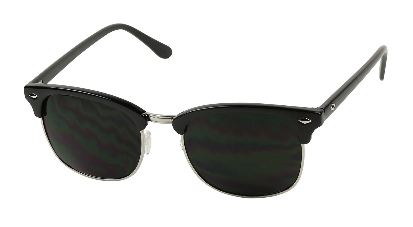 ShadyVEU Super Dark Round Semi Rimless Sunglasses UV Protection Retro 60's Half Frame Vintage English Nose Piece