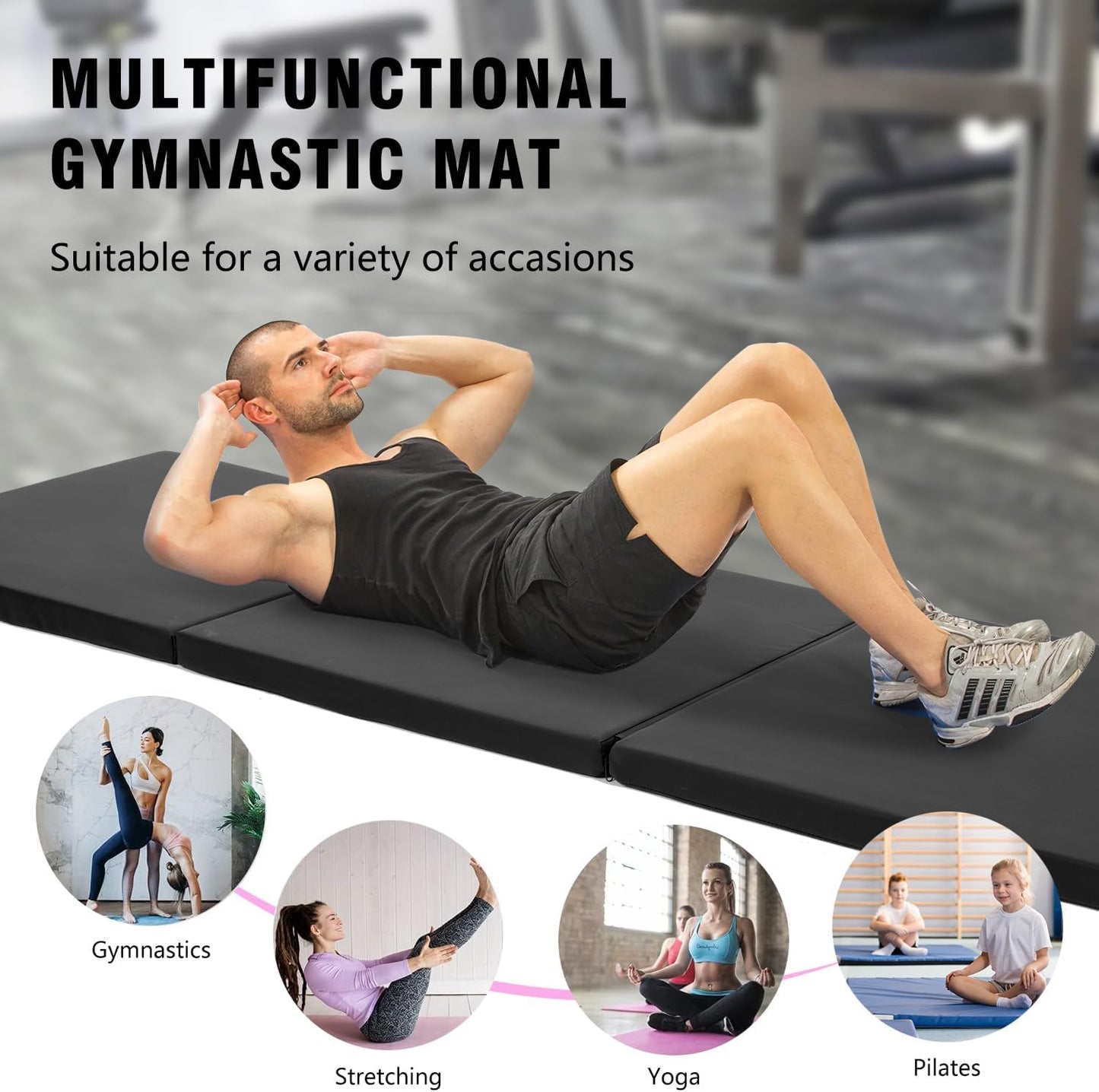Skiennix Yoga Mat - Thick 2-Inch Workout Flooring for Home Gym | Foldable Foam Mat for Exercise & Pilates