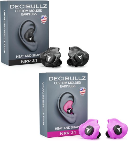 Decibullz - Custom Molded Earplugs | 31dB Highest NRR for Ultimate Comfort in Shooting, Travel & Concerts (2 Pack)