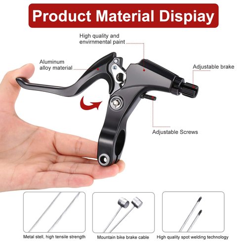 Complete Bike Brake Set, Black Front and Rear Bike MTB Hybrid Brake Inner and Outer Cables and Lever Kit Includes Callipers Levers Cables Black