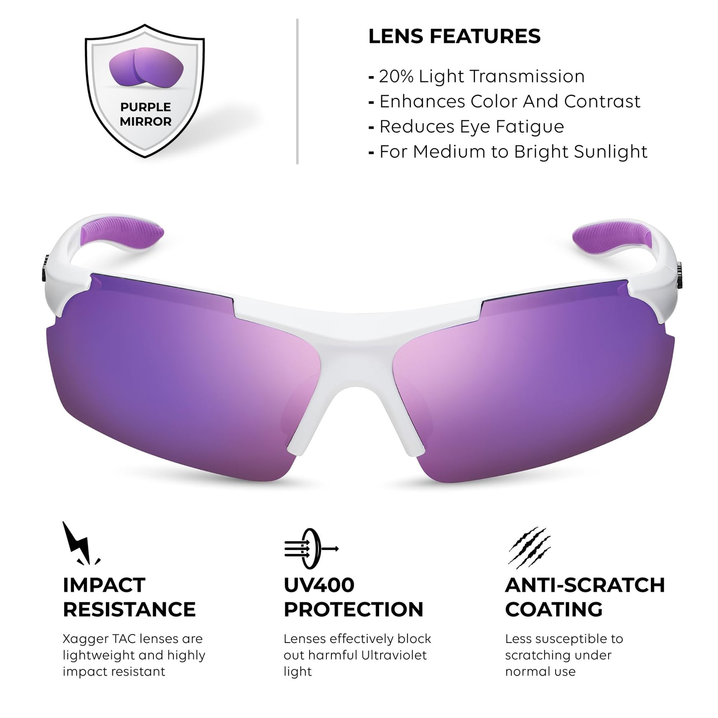 Xagger Polarized Sports Sunglasses for Men Women Wrap Around UV400 Running Baseball Softball Cycling Golf Hiking Fishing Driving Glasses