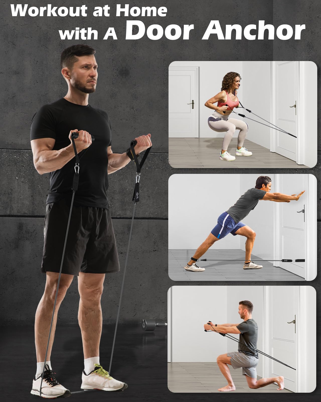 Zacro Resistance Bands for Working Out, 270 lbs Heavy Resistance Bands with Handles, Exercise Bands with Door Anchor, Ankle Straps, for Heavy Resistance Training, Shape Body, Yoga, Home Workout