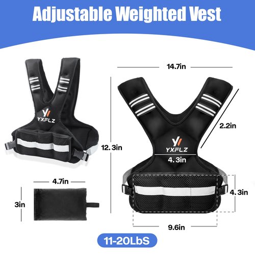 Weighted Vest Women Men - Adjustable Weighted Vest Woman with 6 Ironsand Weights, 4-10lb/11-20lb/21-32lb Vest for Walking, Running, Fitness, Strength Training, Workouts(11-20lb)