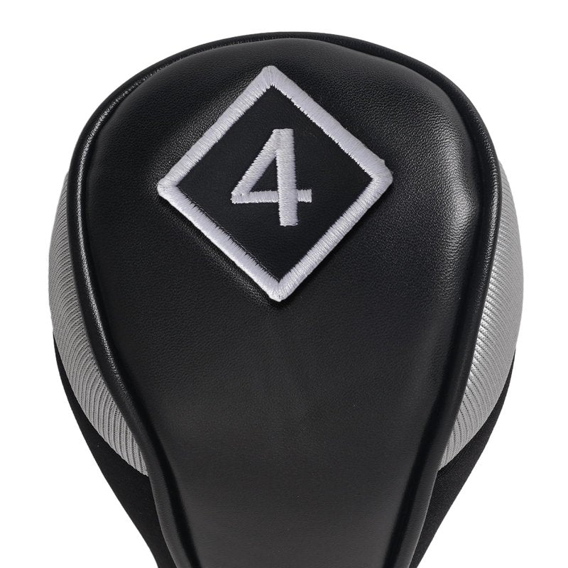 Andux PU Golf Hybrid Club Head Covers with Dial No. Tag Long Neck 4pcs/Set CTMT-04 Black