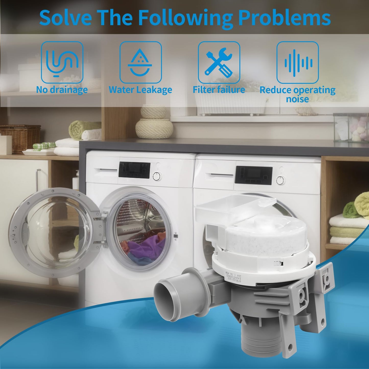 WT7400CW WT7300CW WT7405CW Washer Drain Pump Fit for Lg WT6105CW WT7300CV WT7305CV WT7400CV WT7155CW WT7005CW WT7900HBA WT7900HBA WT7405CV WT7800CW Washing Machine