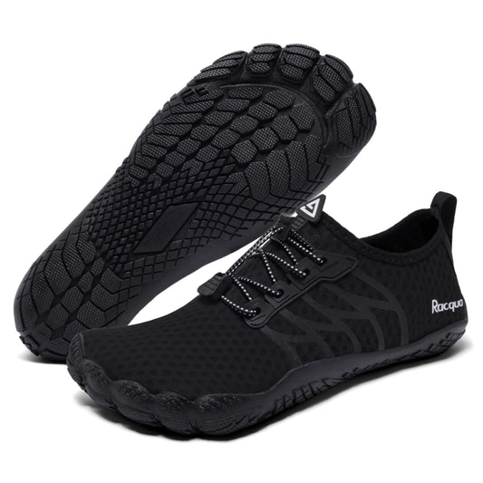 Racqua Water Shoes Lightweight Quick-Dry Swim Shoes Breathable Beach Shoes Barefoot Aqua Outdoor for Men Women Black 10 Women/9 Men