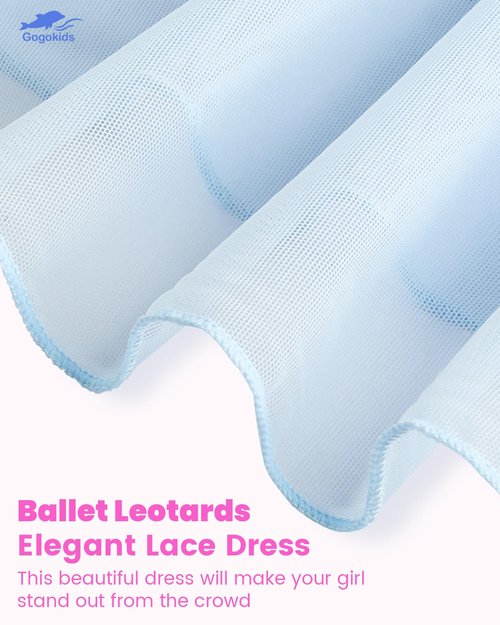 Gogokids Ballet Leotards for Girls Long Sleve Lace Dance Leotards Toddler Dance Dress with Removable Skirt Combo for 3-12 Years