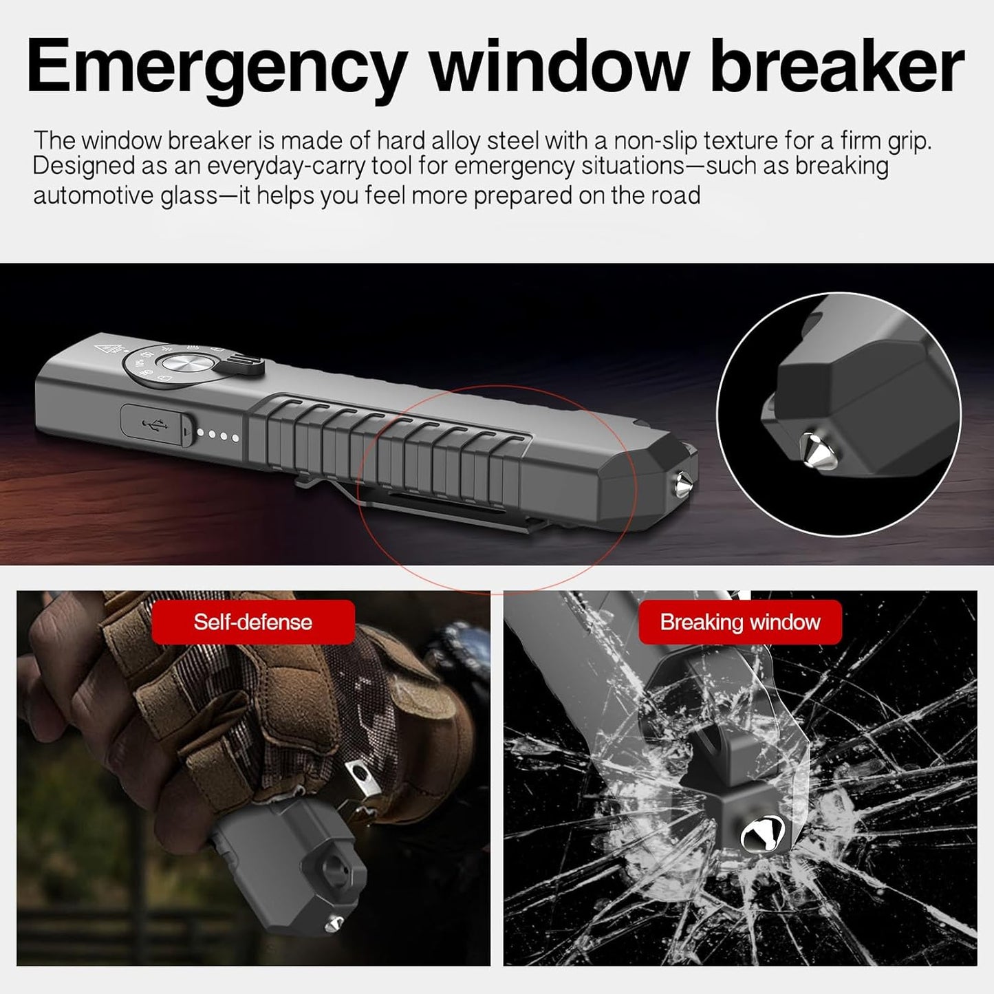 Solofish 1400-Lumen EDC Flashlight - 5-in-1 Portable Light with UV, Green & White LED, Rechargeable
