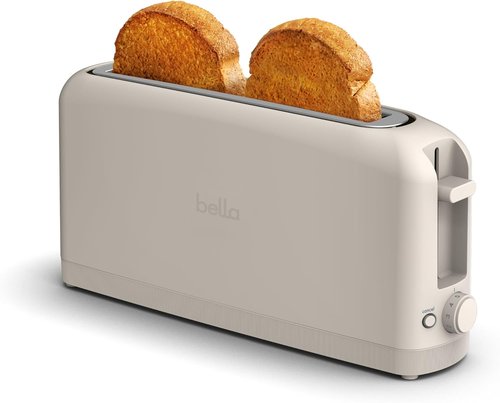Bella 2 Slice Slim Toaster - 6 Setting Shade Control, Reheat & Cancel Buttons | Fits 10” Long Sourdough, Oatmilk